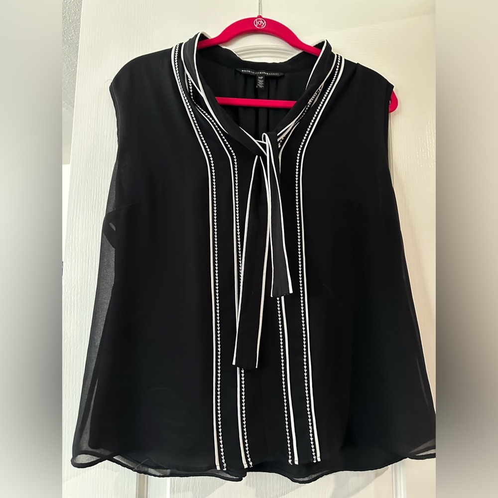 WHBM b/w blouse (black with white trim) sz 14P